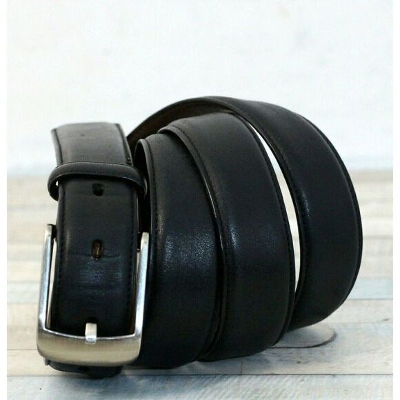 PERRY ELLIS PORTFOLIO BLACK GENUINE LEATHER DRESS CASUAL MEN'S BELT 38/95 (F95 - Picture 2 of 7